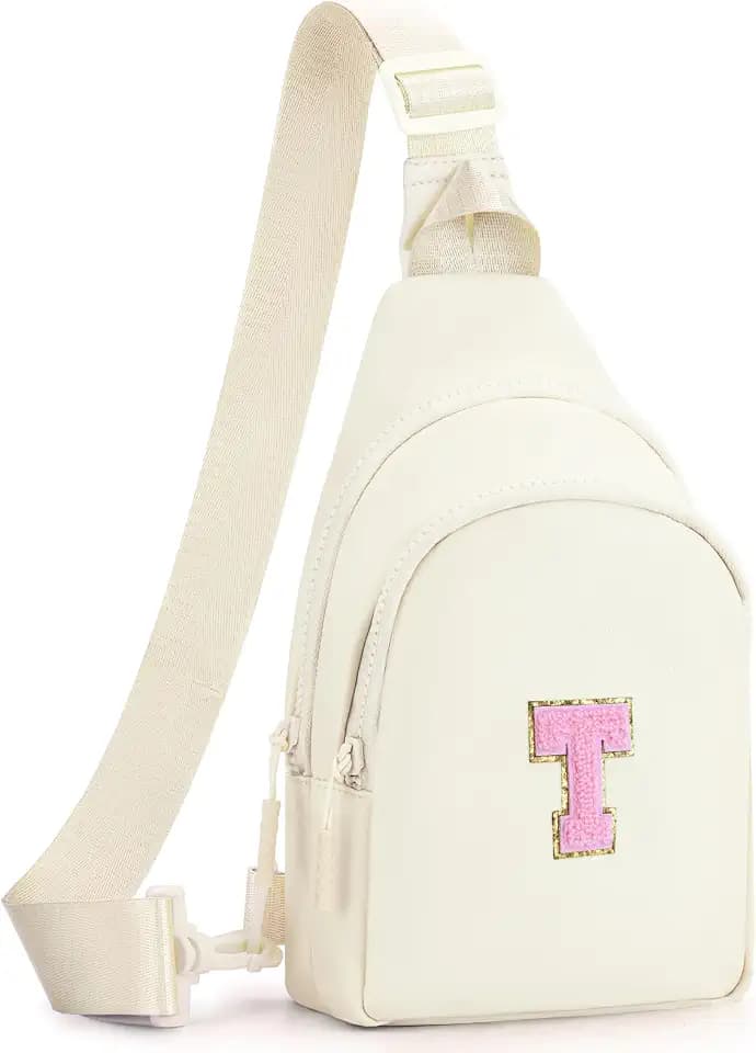 Gifts for Teen Girls Kids,Crossbody Initial Bag Purse Cream,T