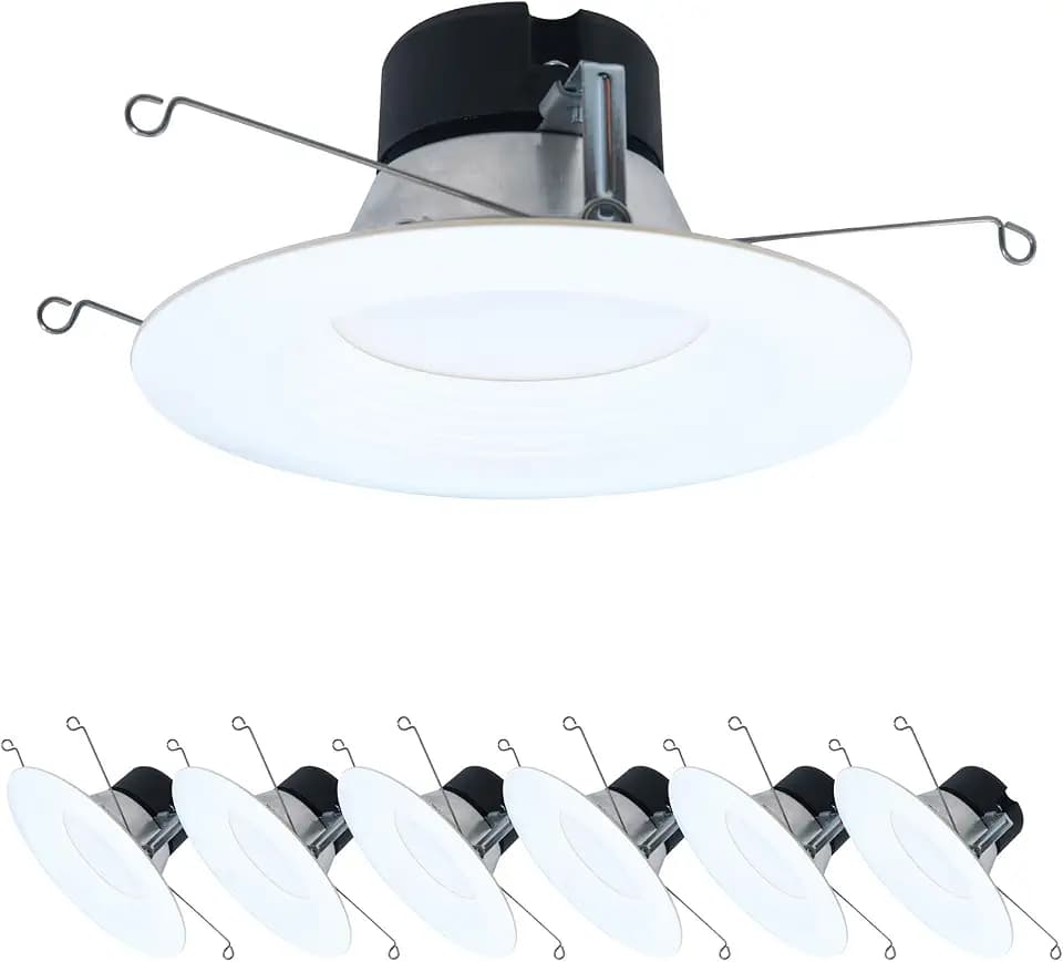 Halo LT 5/6 inch LED recessed Can light Trim, 3000K, dimmable, 600lm 6PK