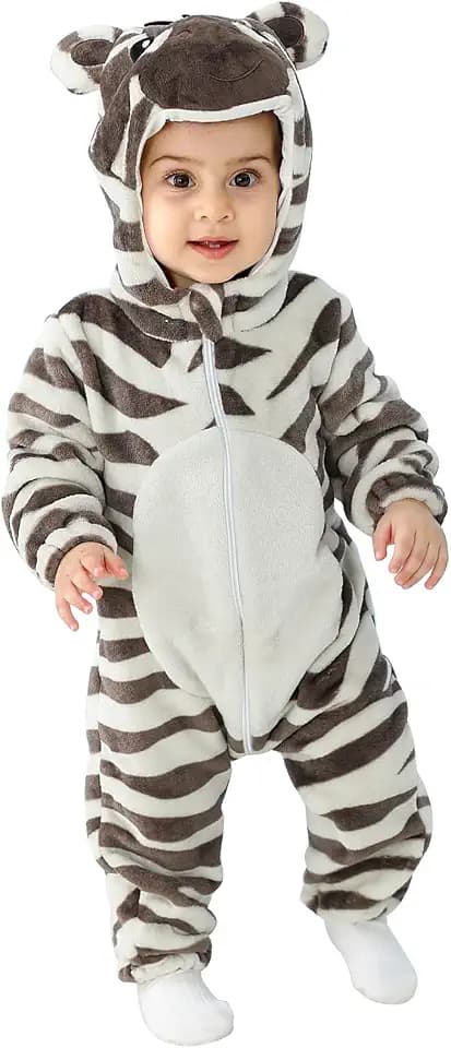 maxToonrain Baby Animal Costume Romper Toddler Boys & Girls Role Playing Outfit with Zip Hooded Flannel Onesies Pajamas 0-4 Years