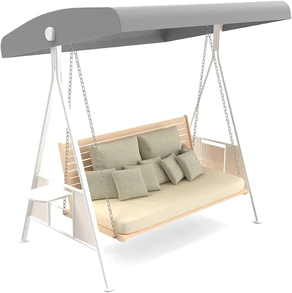 Outdoor Swing Canopy Replacement Top Cover, Universal Patio Swing Covers 3 Seater, Waterproof Replacement Canopy Outdoor Furniture Cover for Garden Patio Porch Hammock (Gray, 75.2"L x 47"W x 7-9"H)