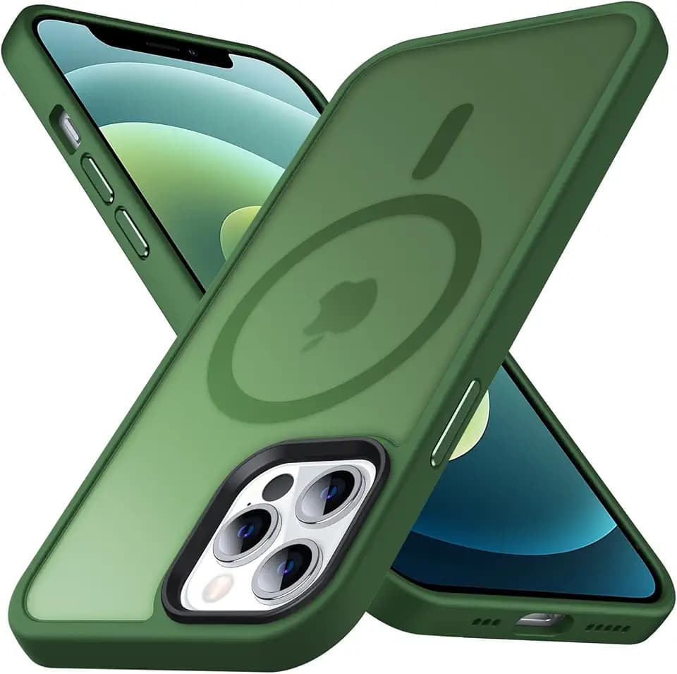 Anqrp Matt Kada Serie für iPhone 12 Pro Max Hülle dünn [Kompatibel mit MagSafe] Magnetisch Transluzente Schutzhülle Stoßfest Kratzfest Handyhülle für iPhone 12 Pro Max Case, Dunkelgrün
