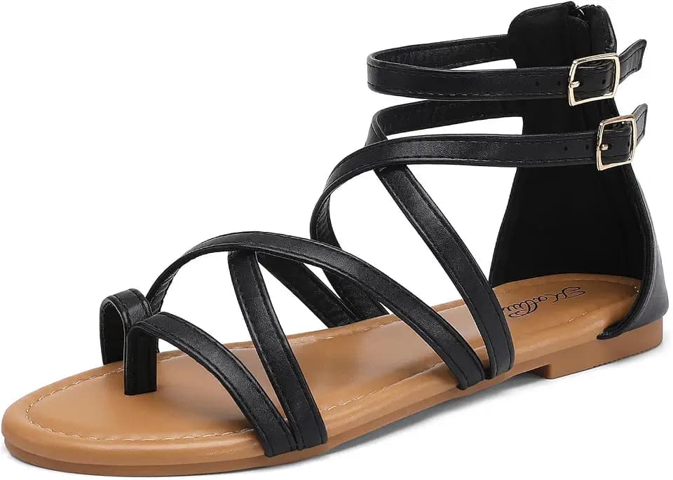 katliu Riemchensandalen Damen Flach Römersandalen Sommer Gladiator Sandalen 36-41