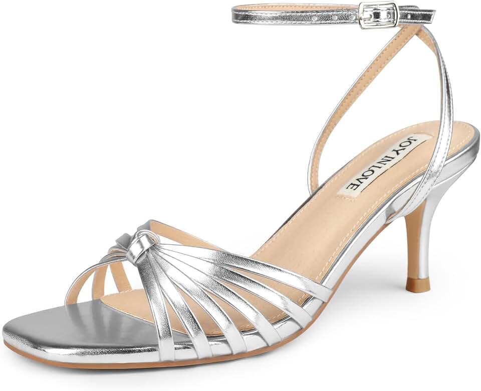 JOY IN LOVE Women's Low Kitten Heels Strappy Sandals