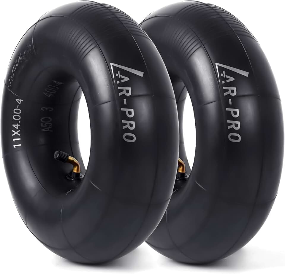 AR-PRO 11x4.00-4 Replacement Inner Tubes with TR87 Bent Valve Stem – Butyl Rubber Tire Tubes for Hand Truck, Lawn Mower, Wheelbarrow, Garden Cart – Fits 4.10/3.50-4 Tires (2 Pack)