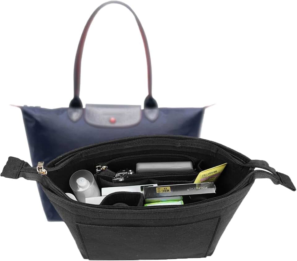 Lckaey Purse Organizer Insert for Longchamp Le Pliage Handbags Insert Felt Organizer1014darkgrey-M