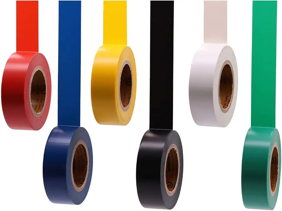 Electrical Tape Colors 6 Pack 0.7-Inch by 30 Feet, Voltage Level 600V Dustproof, Adhesive for General Home Vehicle Auto Car Power Circuit Wiring Multicolor