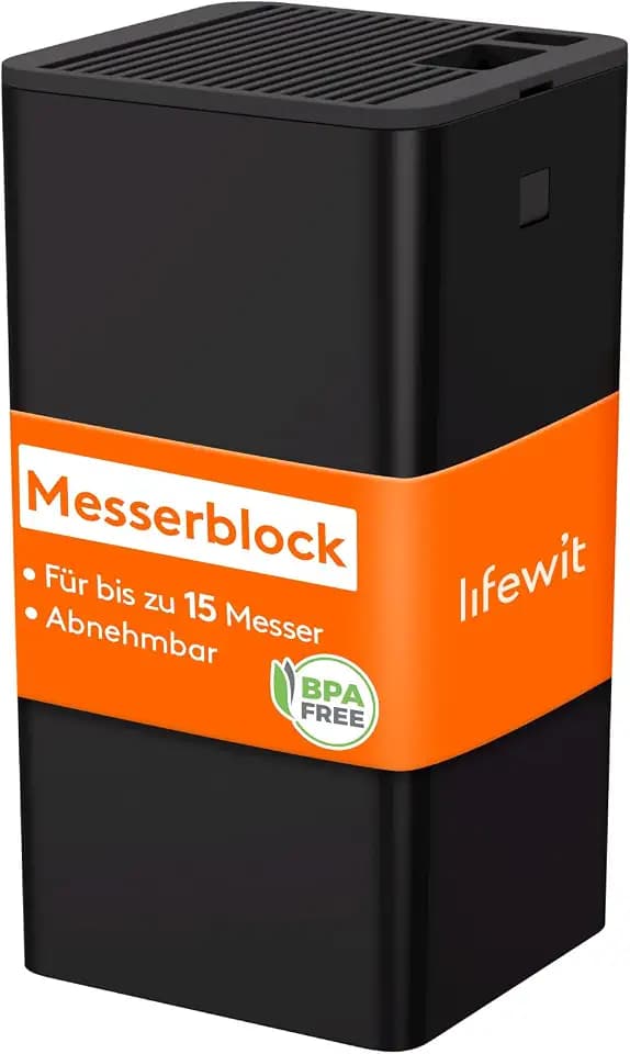 Lifewit Messerblock ohne Messer Schwarz, für bis zu 15 Messer, Schwarz