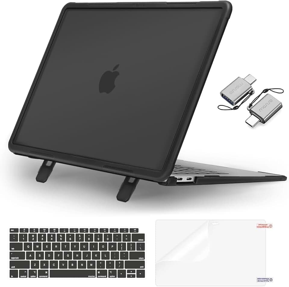 MOSISO Compatible with MacBook Air 13 inch Case M1 2022-2018, Black
