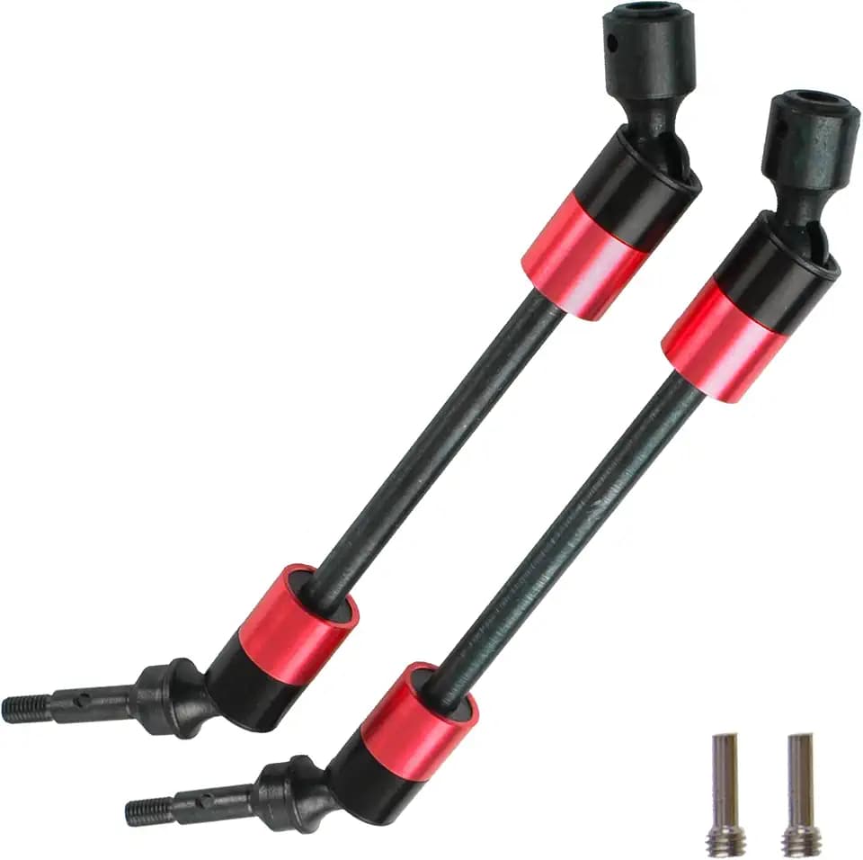 2Pcs ShareGoo Hard Steel RC Drive Shaft CVD Joint Driveshaft Axles Compatible with Traxxas 1/10 E-Revo E-Maxx T-Maxx 1/10 RC Car (Red)