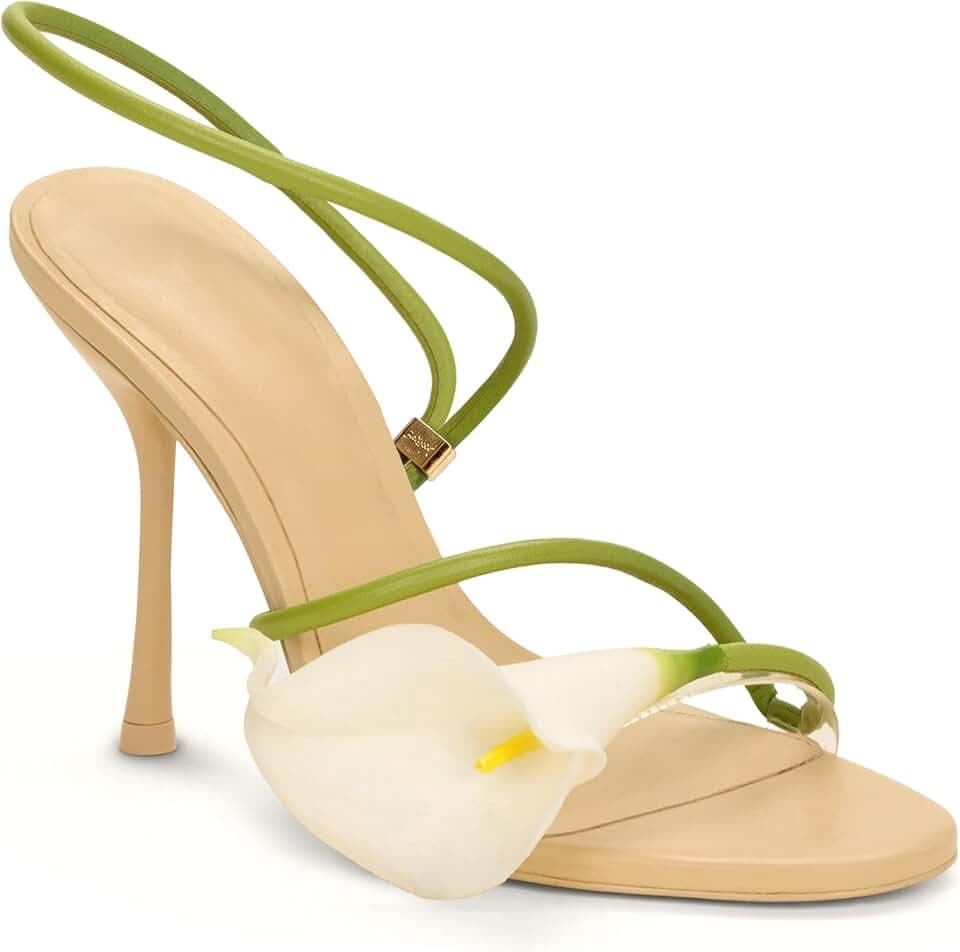 Flower High Heels for Women Calla Lily Sexy Floral Strappy Stilettos Heels