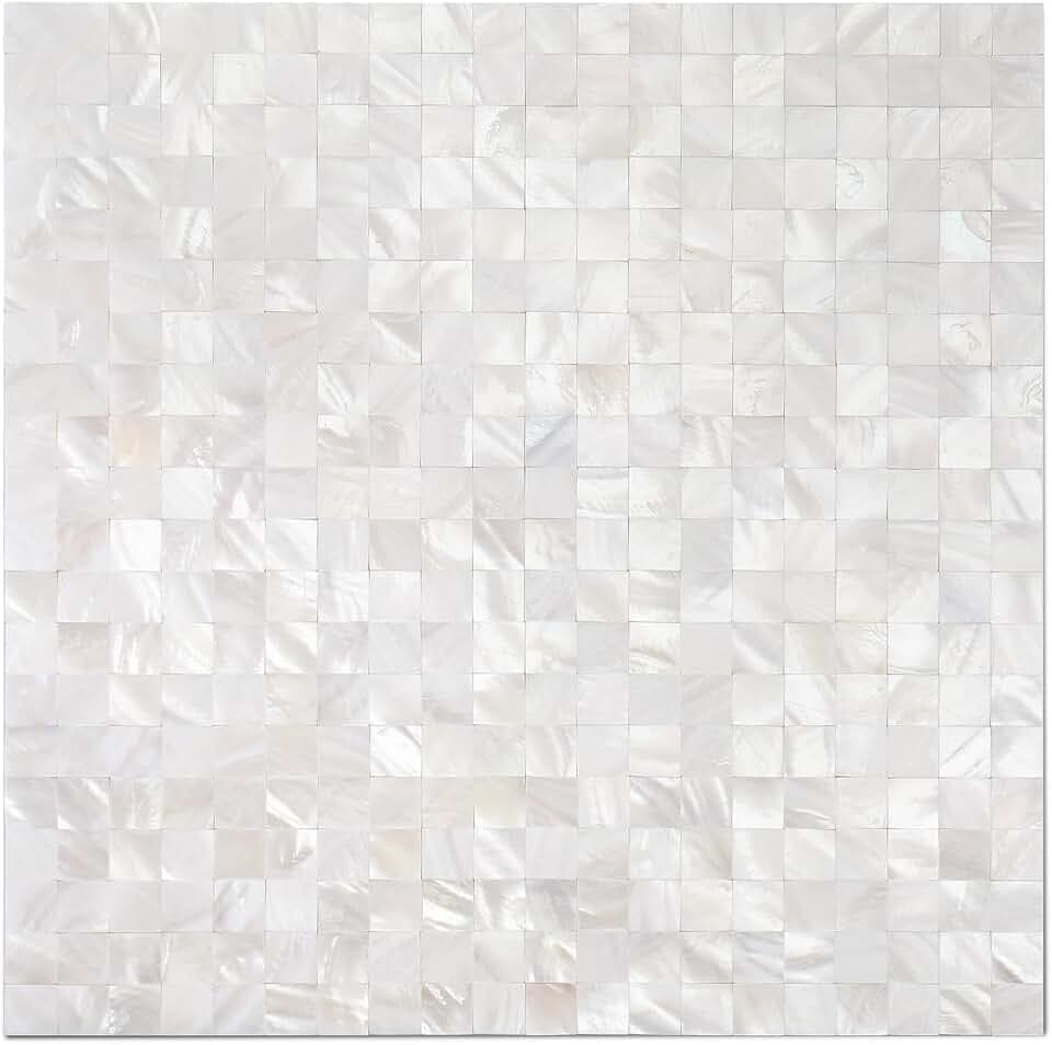 Yew & Tulip Mother of Pearl Peel and Stick Tile Backsplash for Kitchen, 12” x 12” Small Grid Seamless Adhesive Mosaic Wall Tile (Ivory White Mini, 5 Sheets)