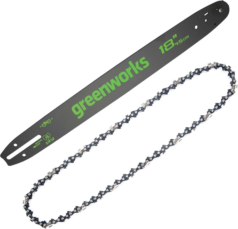 Greenworks 18" Chainsaw Bar and Chain Combo, 3/8" Pitch, 0.05" Gauge, 62 Drive Links, Genuine Greenworks Replacement Part