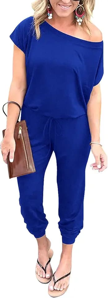 PRETTYGARDEN Jumpsuits for Women Summer Off Shoulder Romper