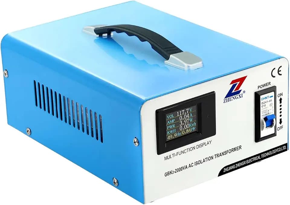 ZHENGXI Isolation Transformer 120V to 120V,2000W Voltage Converter, HD Display, No Niose, 2 Output Sockets