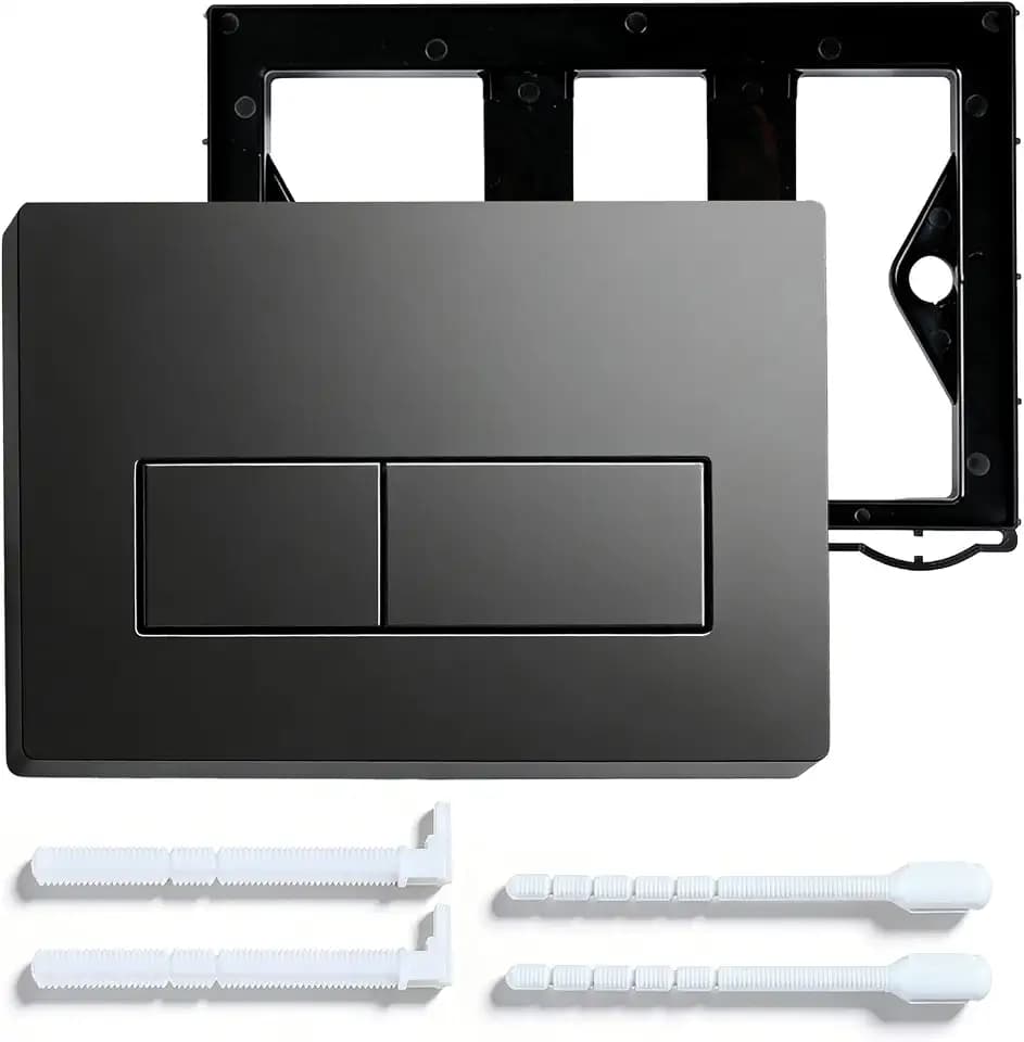 Drückerplatte WC Schwarz, Doppelspülung, Plattengröße 245 × 164 Mm, Kompatibel Mit Geberit Sigma, Up300 & Up320 Serien Betätigungsplatten, Ausgestattet Mit Spülhebel-Set Und Einbaurahmen
