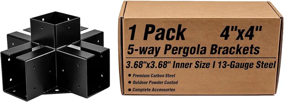 pergola Bracket kit 4 x 4,5-Way Cross-Shaped Bracket Woodworks Pergola kit for Lumber (Actual: 3.5" x3.5'') for Outdoor Gazebos,Patio Pergolas,Log Cabins - 1 Pack
