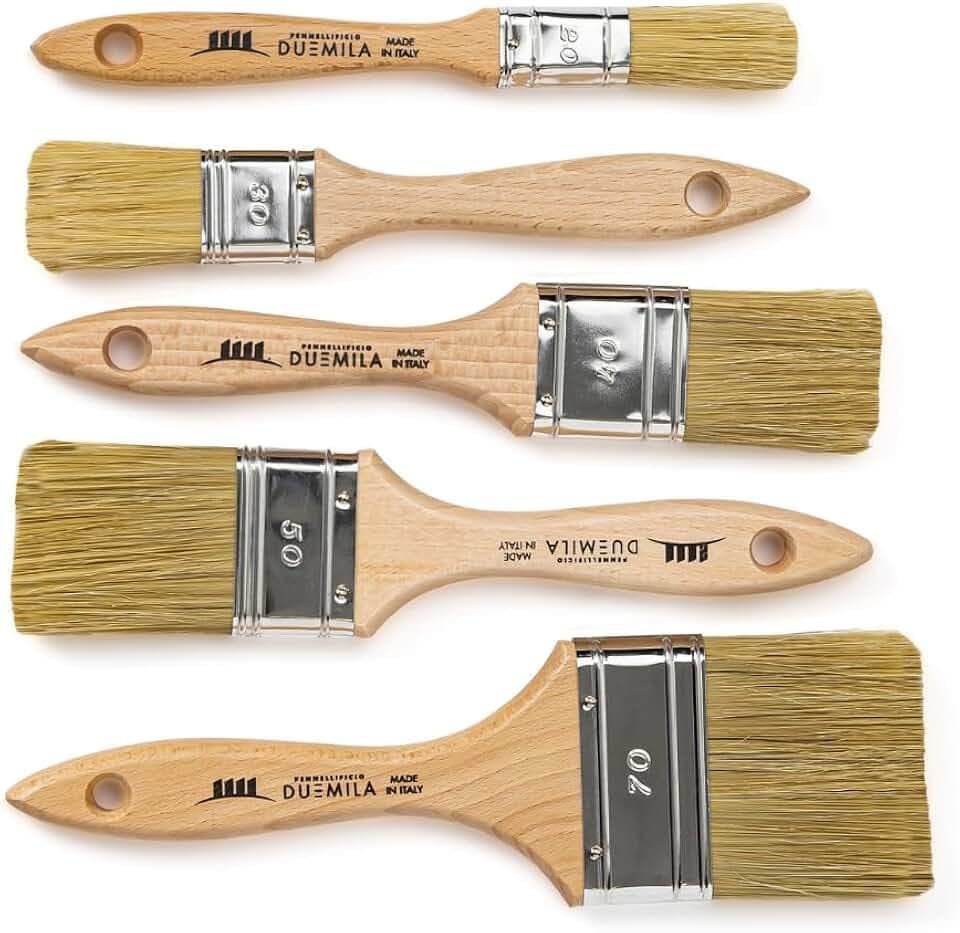 PENNELLIFICIO 2000 | Set mit 5 professionellen Malpinseln, universeller Pinsel, geeignet für Lacke und Farben, Wände, Holz, Metall, Bürstendurchmesser 20/30/40/50/70 mm