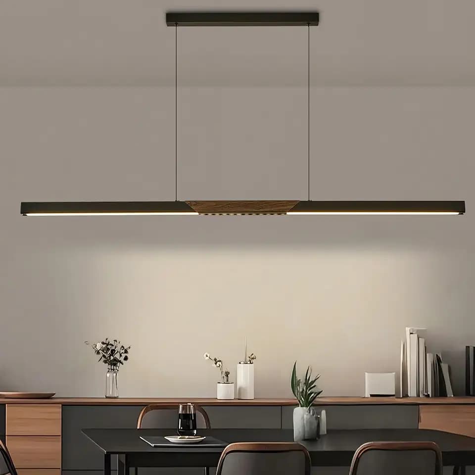79" Modern Black Linear Pendant Light, Dimmable LED Kitchen Island Lighting, Black Chandelier for Dining Room, Pool Table, Ceiling Hanging Fixture