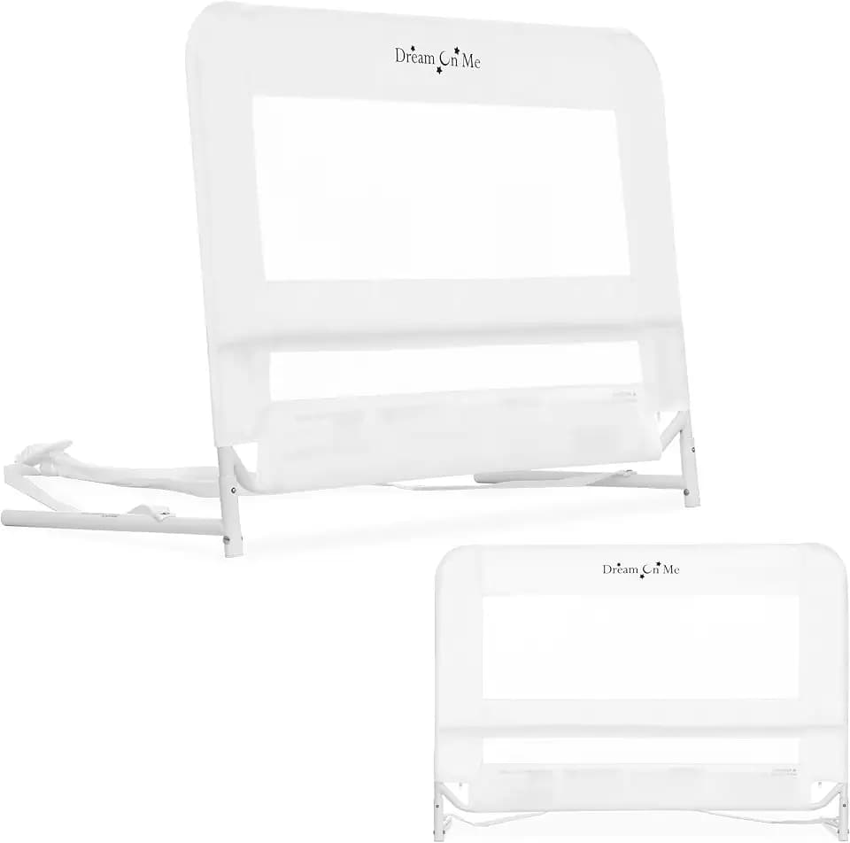 Dream On Me Mesh Security Bed Guard Rail for Toddlers 2–5 Years, White