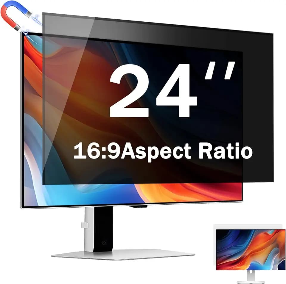 24 Inch Magnetic Computer Privacy Screen for 16:9 Widescreen Monitor, Removable Privacy Screen Anti Glare Blue Light Privacy Screen Monitor 24 inch, Anti-Scratch