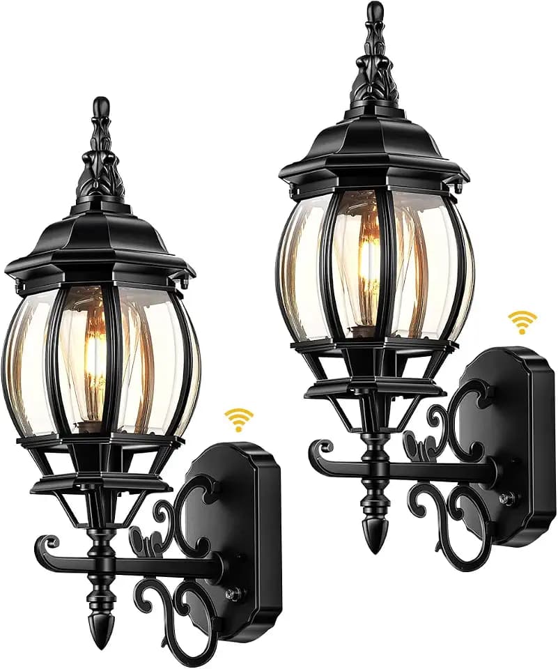 VIANIS Black Outdoor Light Fixture, 2 Pack Exterior Sconces Wall Lighting