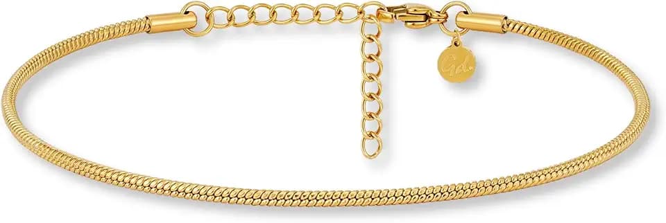 GD GOOD.designs Fußkette Damen – Sleek Fußkettchen aus 316L Edelstahl in 18K Gold, Roségold oder Silber – Runde Schlangenkette 2 mm – Wasserfest & verstellbar (22–27 cm)