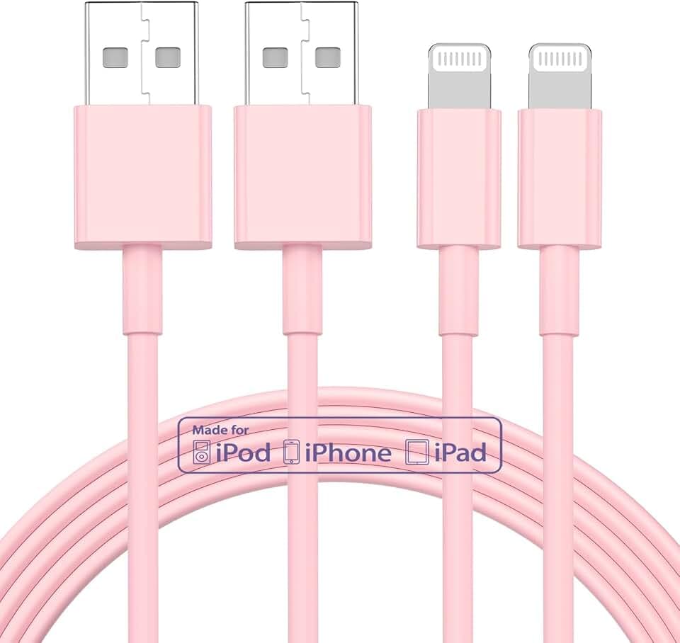 2pack 10ft iPhone Charger, [Apple MFi Certified] Long iPhone Charger Cord 10 ft, Apple Lightning to USB Cable, 10 Foot Fast Charging Cords for iPhone Charger 14/13/12/11/13 Pro/13 Max/X/XS/XR/XS,Pink