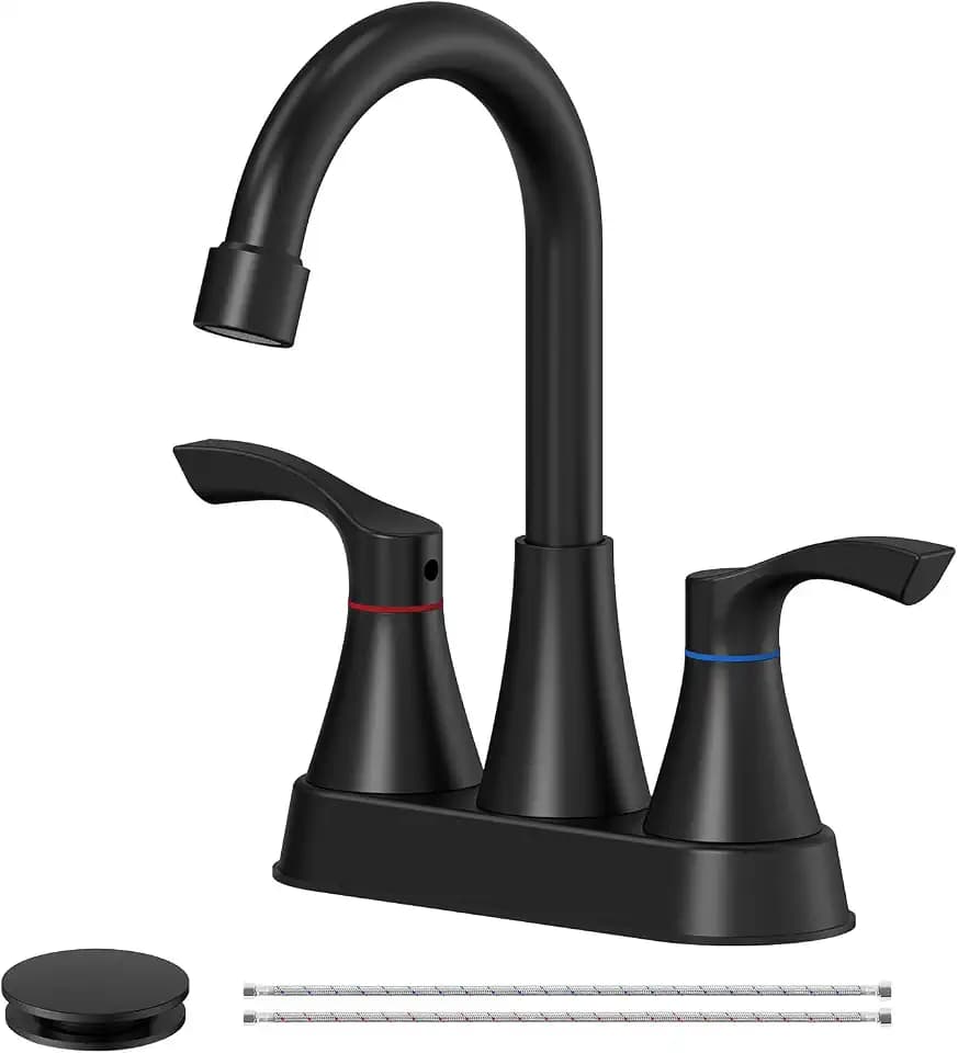 Matte Black Bathroom Faucet 3 Hole 4 Inch Bathroom Sink Faucets