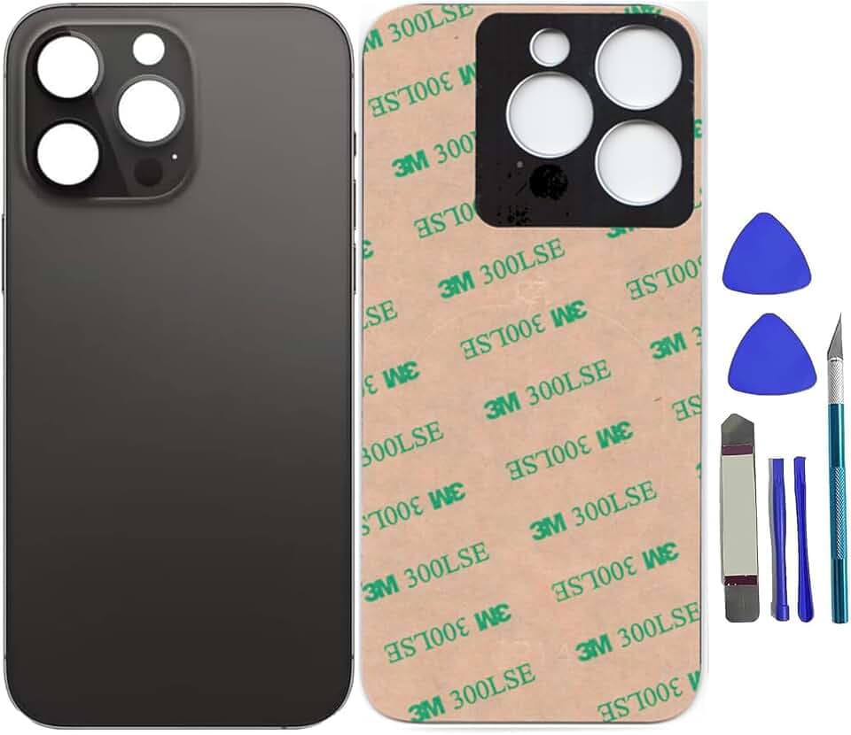 14 Pro Back Glass Replacement for iPhone 14 Pro,Rear Back Glass with Pre-Installed Adhesive + Repairing Toolkit(Space Black)