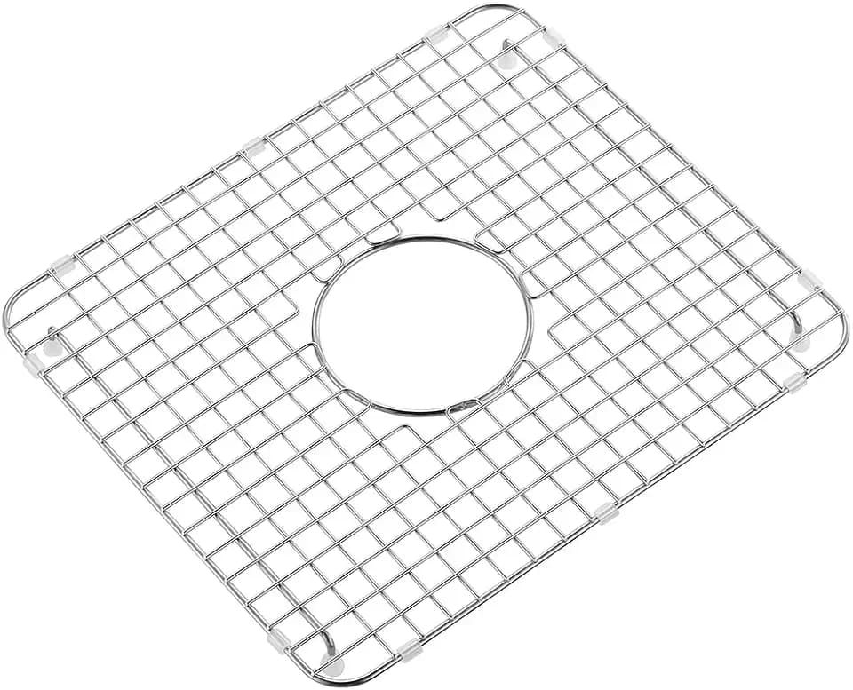 14 in. x 16 in. Centre Drain Kitchen Bottom Grid with Supersoft Silicone Feet in 304 Grade Stainless Steel