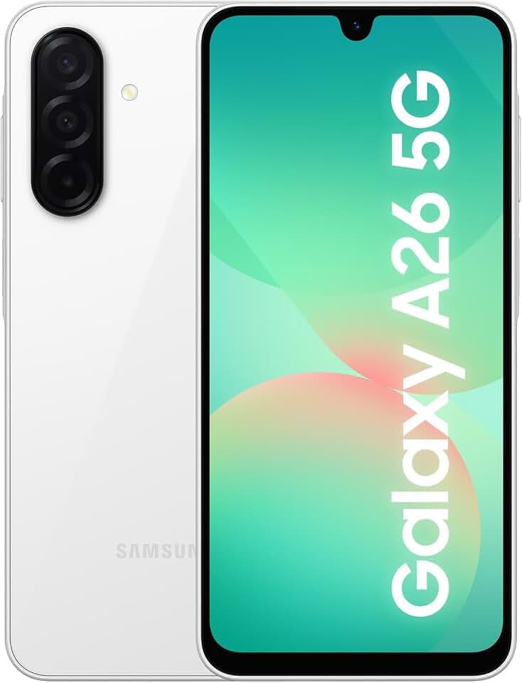 Samsung Galaxy A26 5G AI Smartphone ohne Vertrag, Simlockfreies AI Handy mit Android, 6 GB RAM, 128 GB Speicher, 50-MP-Kamera, White, 2,5 Jahre Herstellergarantie [Exklusiv auf Amazon]