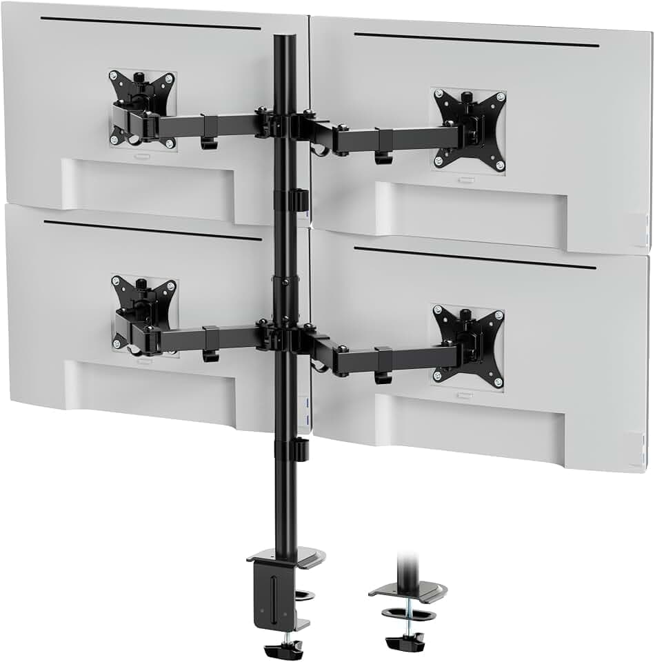 VonHaus Monitor Halterung für 4 Monitore Bildschirmhalterung für 13-32 Zoll, Höhenverstellbar Monitor Halterung für Arbeiten oder Gaming, Voll Neigbar 180° Schwenkbar 360°, VESA 75/100, 9 kg pro Arm