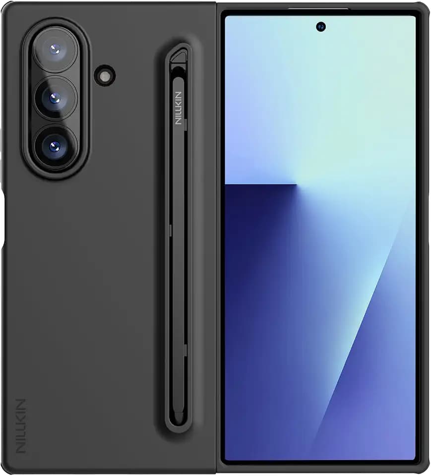 Nillkin for Samsung Galaxy Z Fold 7 Case with Stylus Pen [Superior Liquid Silicone] [Wireless Charging] [S Pen Holder Slot] Shockproof Slim Phone Case Cover with Pen for Galaxy Z Fold 7, Black