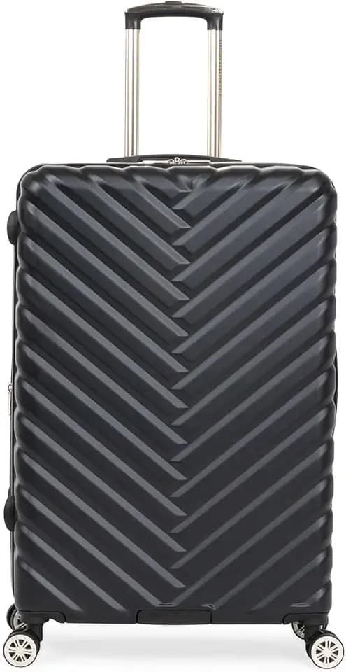 Kenneth Cole REACTION Madison Square Lightweight Hardside Chevron Expandable Spinner Luggage, Black, (28-Inch Checked)