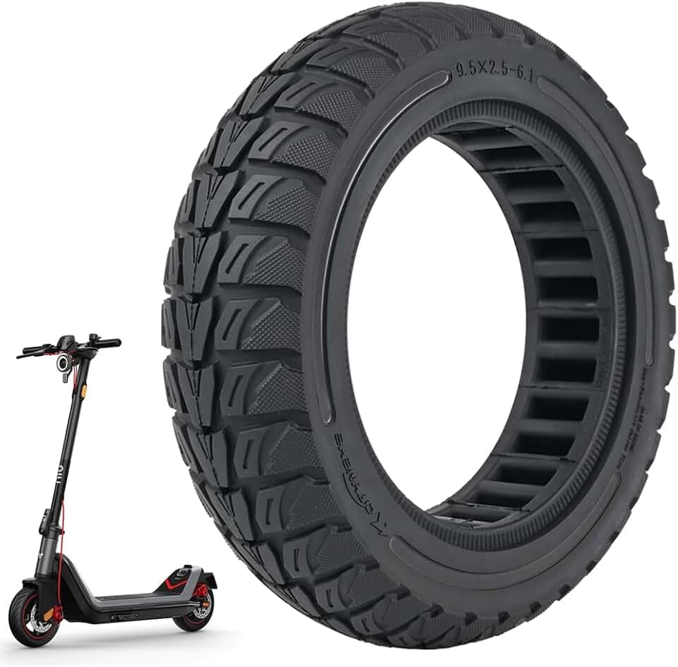 9,5x2,5-6,1 Vollgummireifen 9,5 Zoll Solide Reifen für NIU KQi3 Sport/Pro/Max Elektroroller Vorne oder Hinten Ersatzreifen Vollreifen Wabenreifen Anti-Rutsch Pannensicher (Schwarz 1 Stück)
