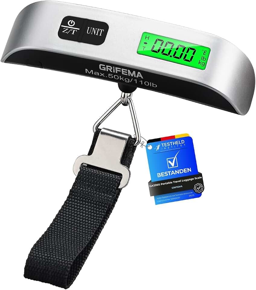 GRIFEMA GA2005 Kofferwaage 50 kg LCD Haken tragbar grau