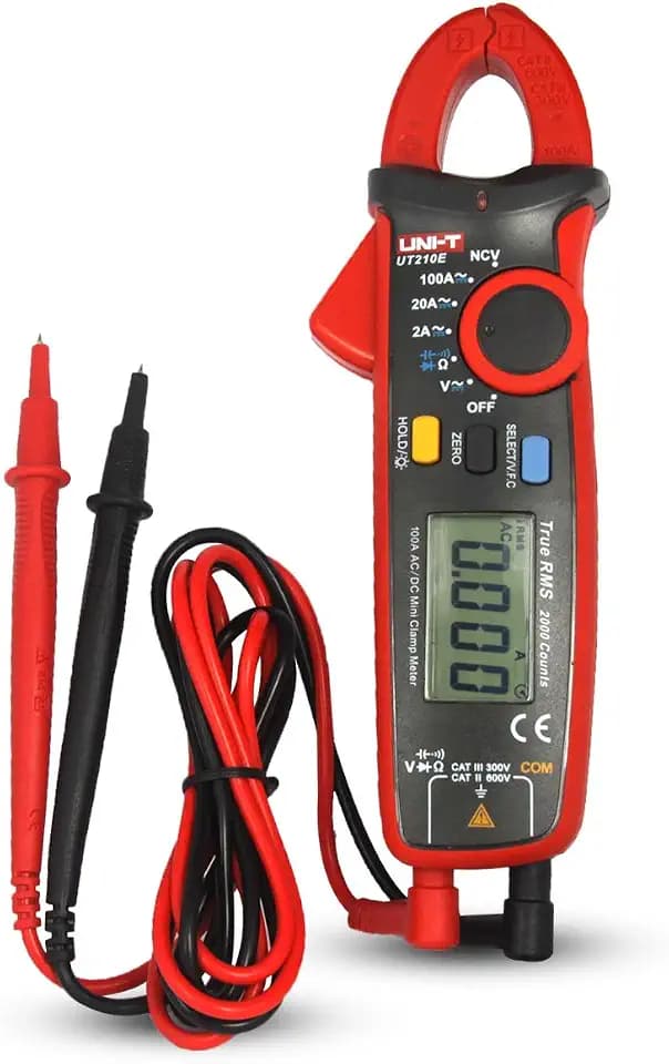 UNI-T UT210E Digitale Strommesszange Amperemeter Voltmeter Vollautomatisch AC DC Multimeter Zange zum Messen von Wechselstrom, GleichStrom, AC/DC Spannung, Widerstand, Ohm