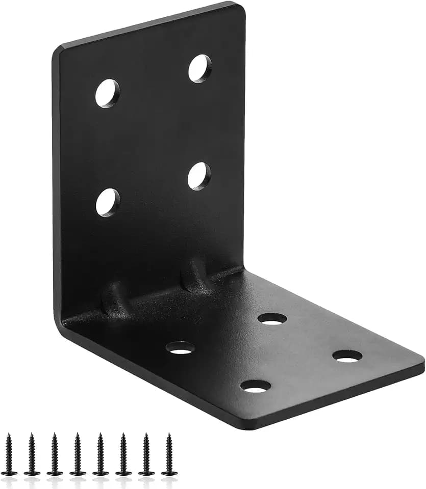 4 PCS Heavy Duty Steel Corner Brackets, 4"x4"x3" 90 Degree L Right Angle Bracket, DIY L Shelf Brackets, Metal Joint Timber Connector Support for Wood Shelves, Furniture