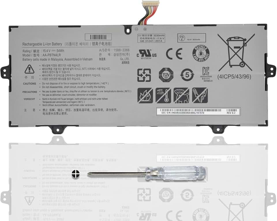 AA-PBTN4LR Laptop Battery Replacement for Samsung Notebook 9 Pro NP940X5N NP940X3M NP940X3N NT930SBE NT950SBE NT950SBV NT950QAA NP940X5M-X01US NP940X3M-K01US NT950SBE-X58W Series Notebook 15.4V 54Wh