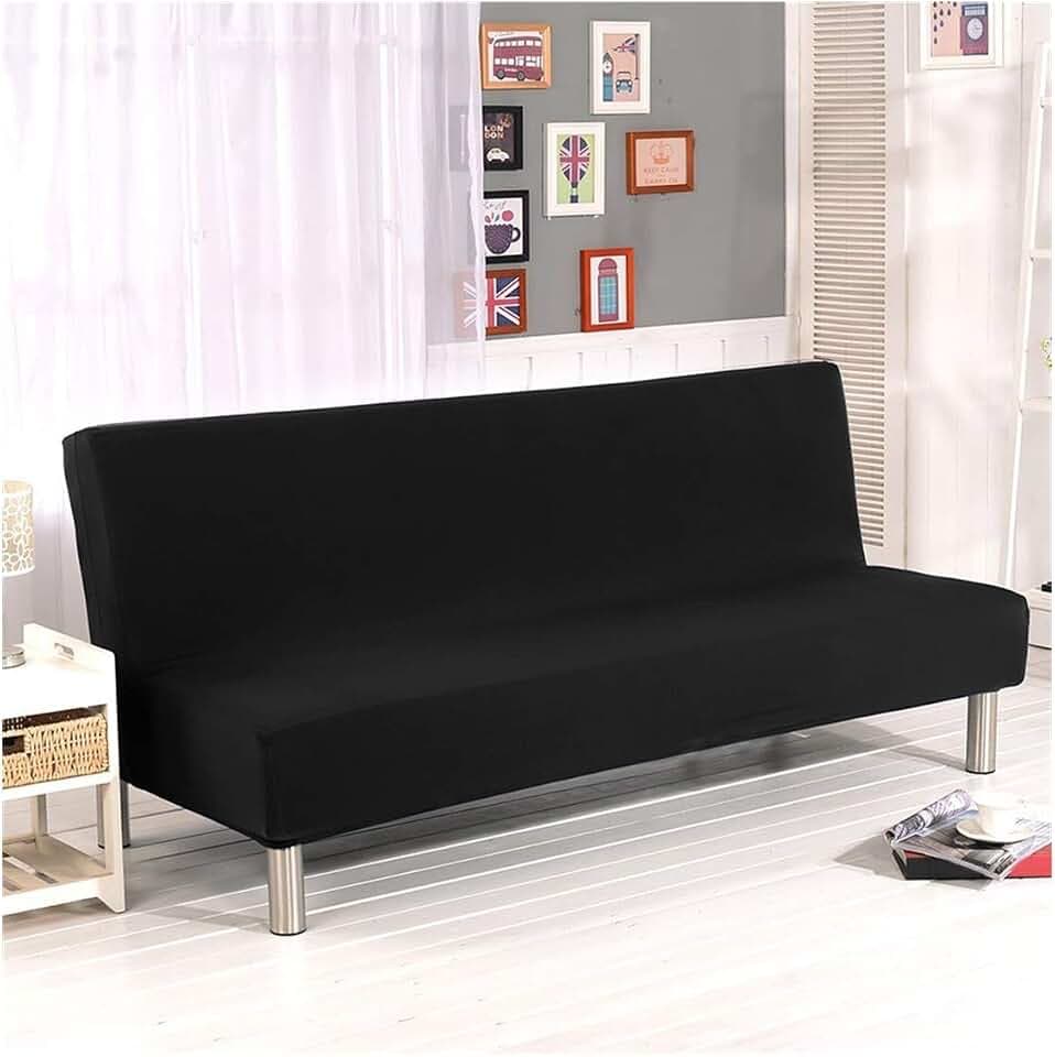 Cornasee Sofabezug 3 sitzer ohne armlehne - Clic Clac Sofahusse Stretch Bettcouch Schonbezug Einfarbig,Schwarz