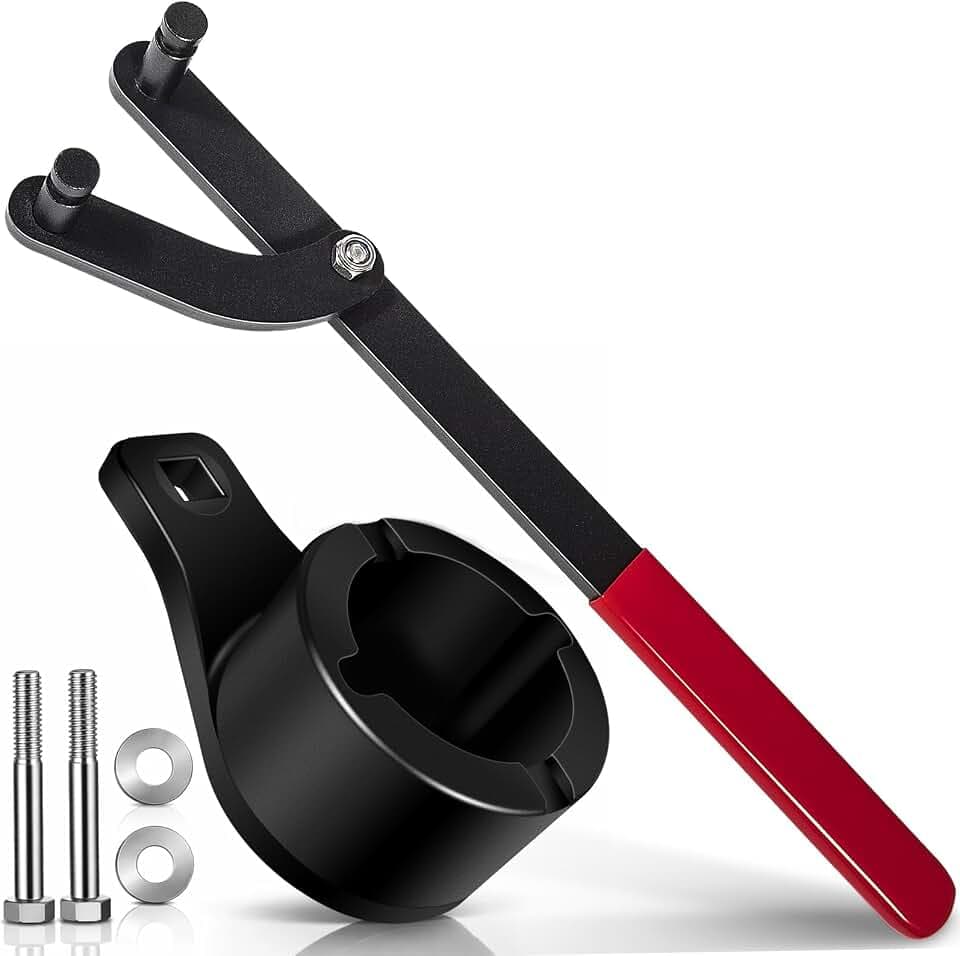Crank Pulley Harmonic Damper Holding Tool Set with Crank Bolts - Universal Camshaft Pulley Holder Wrench for 22RE, 2RZ, 3RZ, 3.0L 3.3L V6, 4.0L 4.7L V8 Engines, Engine Repair Tools