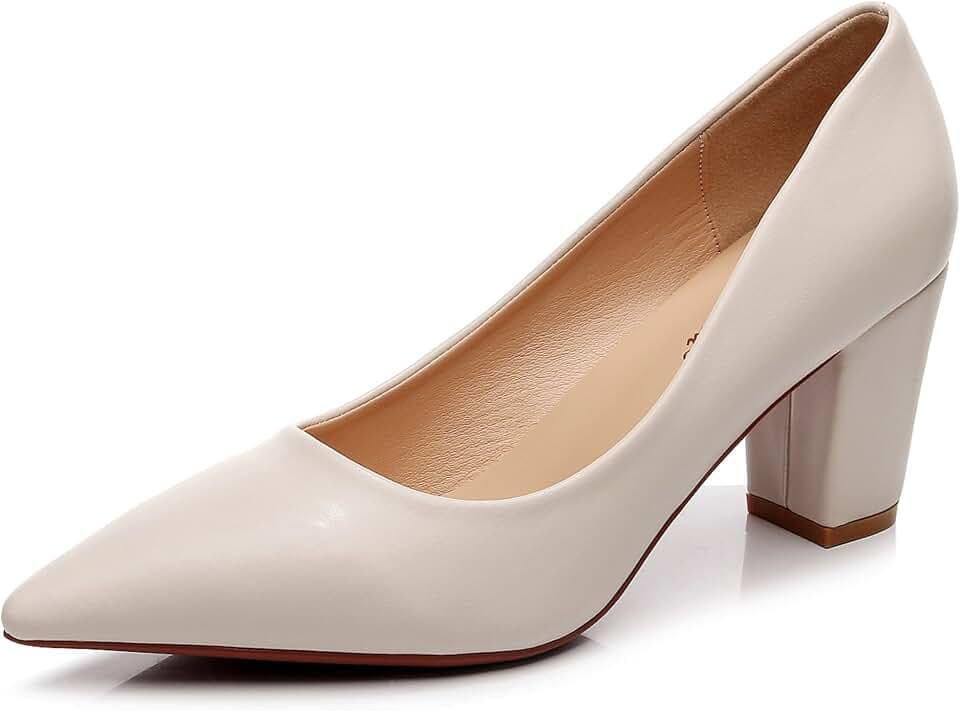 VenusCelia Women's Lewin Pumps Chunky Heel Shoes