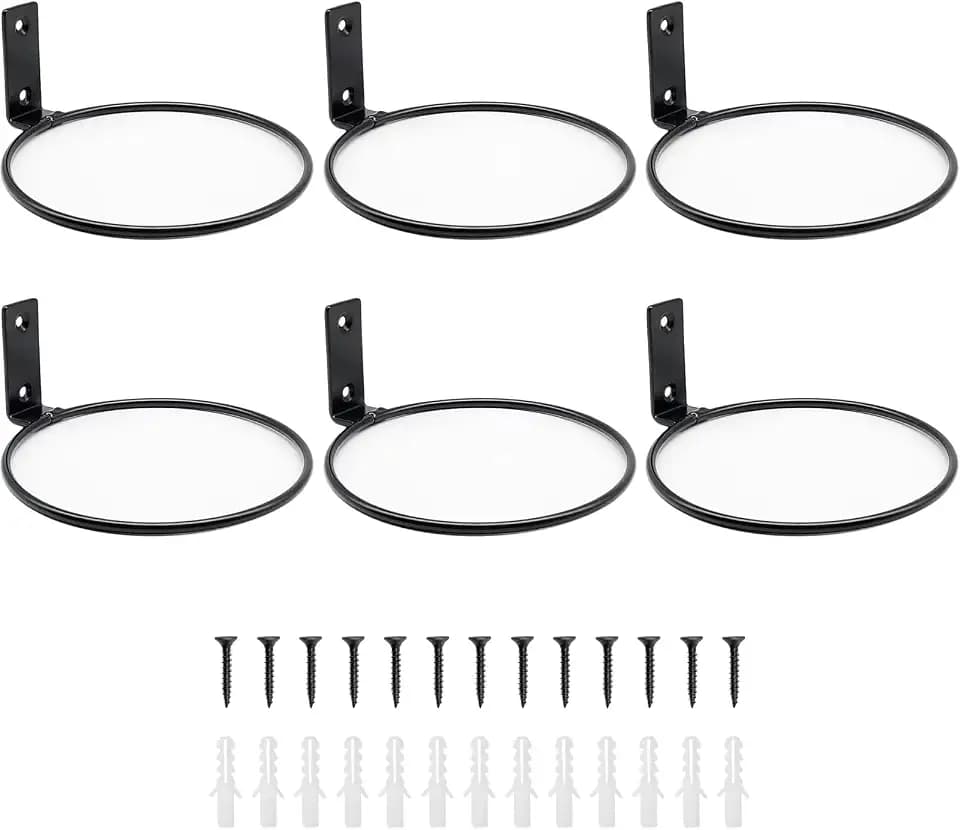 6 Pack 8 Inch Wall Flower Pot Holder Ring Plant Hanger, Metal Planter Hooks Wall Mounted Bracket Heavy Duty for Outdoor Indoor