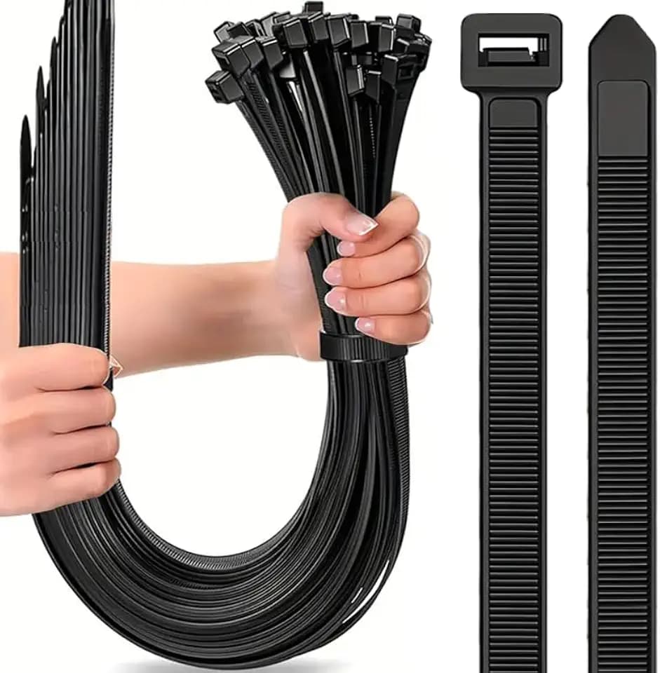 Extra large Kabelbinder 12mmx 600mm(1.2cmx60cm), Industrie UV-Beständig ultra starke Kabelbinder mit 120 kg Zugfestigkeit, Schwarz,50PCS