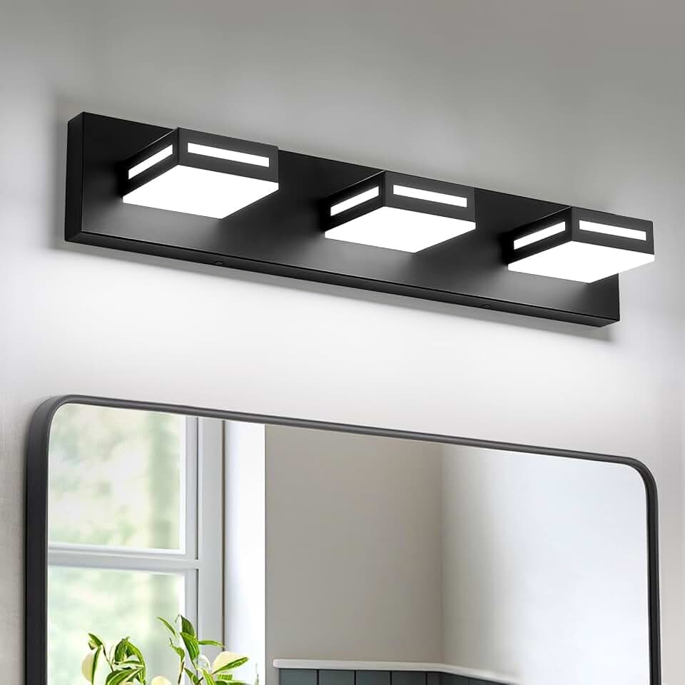 LED Bathroom Vanity Light Fixtures, 24-inch 3-Light Matte Black