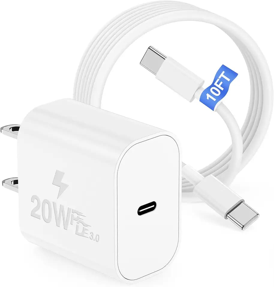iPhone 18 17 16 15 Charger Block and 10ft Type C to C Cable Cord Long, 20W USB C Fast Charging Plug for Apple iPhone 18 Pro Max/18 Pro/DUO/17 Pro/17 Air/16 Pro Max/16 Plus/15/iPad Wall Cube Brick Box