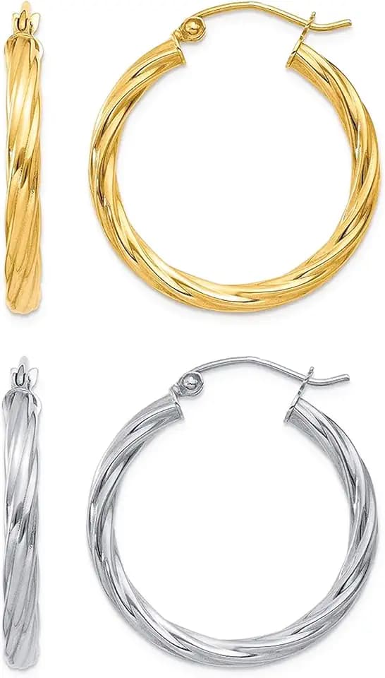 2 Pairs Gold/Silver Hoop Earrings For Women Set Trendy,14K Plated Gold Chunky Huggie Hoop Earings Pack,Oval Twisted Statement Silver Hoops,Fashion Jewelry Gift