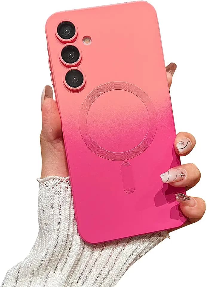 Doowear for Galaxy A54 5G Case Magnetic [Support Magsafe Charger] Wireless Camera Lens Protector Gradient Shockproof Silicone Rubber Phone Cover Case for Samsung Galaxy A54 5G-Pink