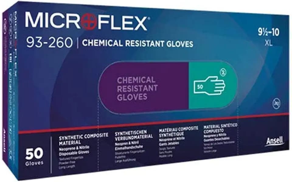 Ansell Microflex 93260100 93-260 Einweg-Handschuhe, 3-lagig, Neopren- und Nitrilmischung, 7,8 mm, Größe L