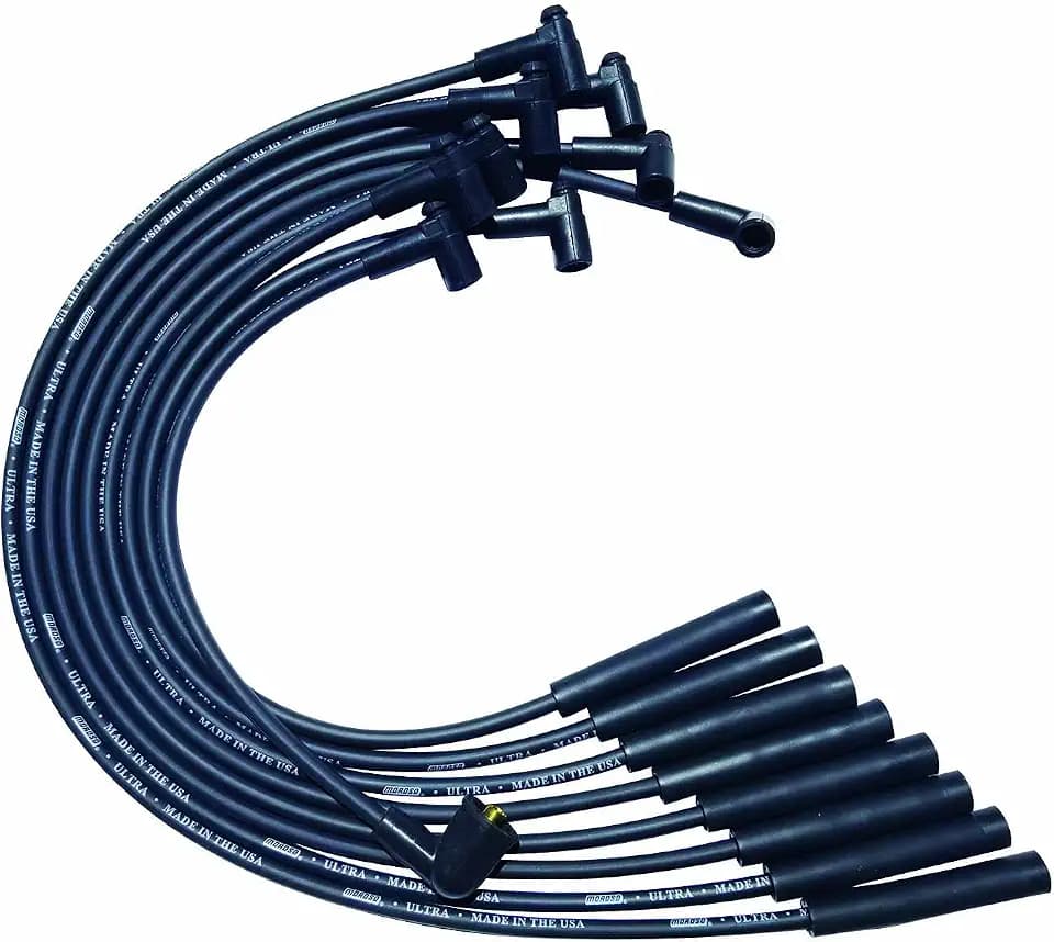 Moroso 51055 Ultra Series Black Spark Plug Wires, Mopar Chrysler, 273/318/340/360, Straight Plug Ends, HEI Distributor